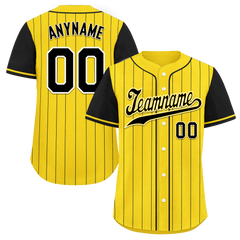 Custom Gold Black Stripe Fashion Personalized Authentic Baseball Jersey BSBJ01-D017218