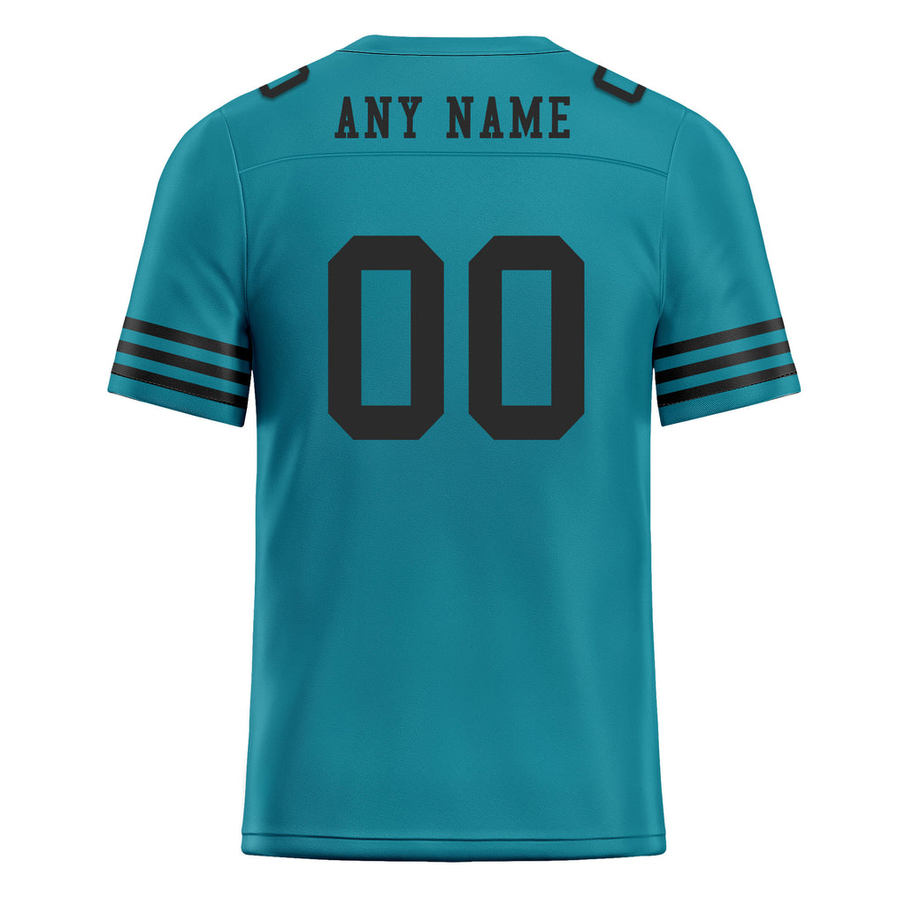 Custom Teal Black Striped Sleeves Personalized Authentic Football Jersey FBJ02-D06042