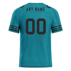 Custom Teal Black Striped Sleeves Personalized Authentic Football Jersey FBJ02-D06042