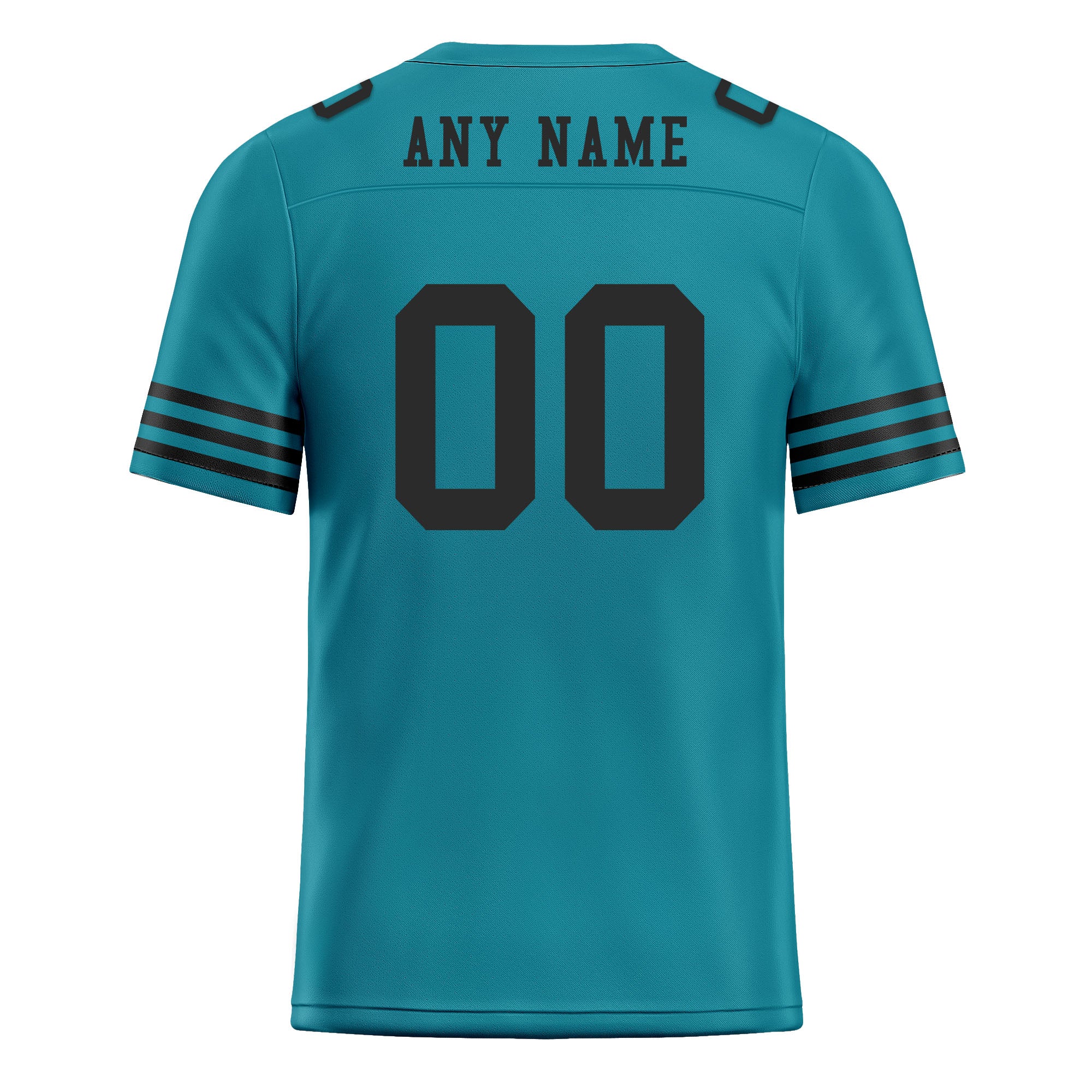 Custom Teal Black Striped Sleeves Personalized Authentic Football Jersey FBJ02-D06042