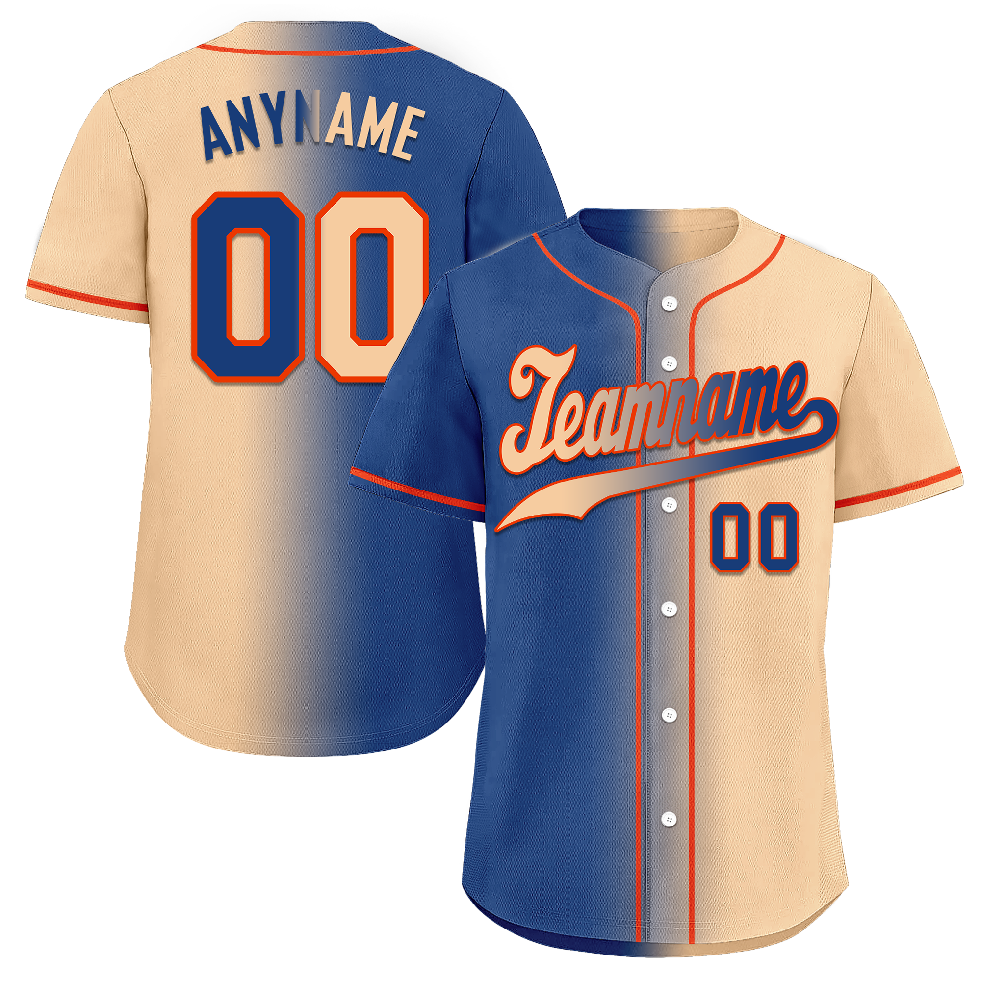 Custom Blue Beige Gradient Fashion Personalized Authentic Baseball Jersey BSBJ01-D0a7077
