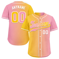 Custom Yellow Pink Gradient Fashion Personalized Authentic Baseball Jersey BSBJ01-D0a7aac