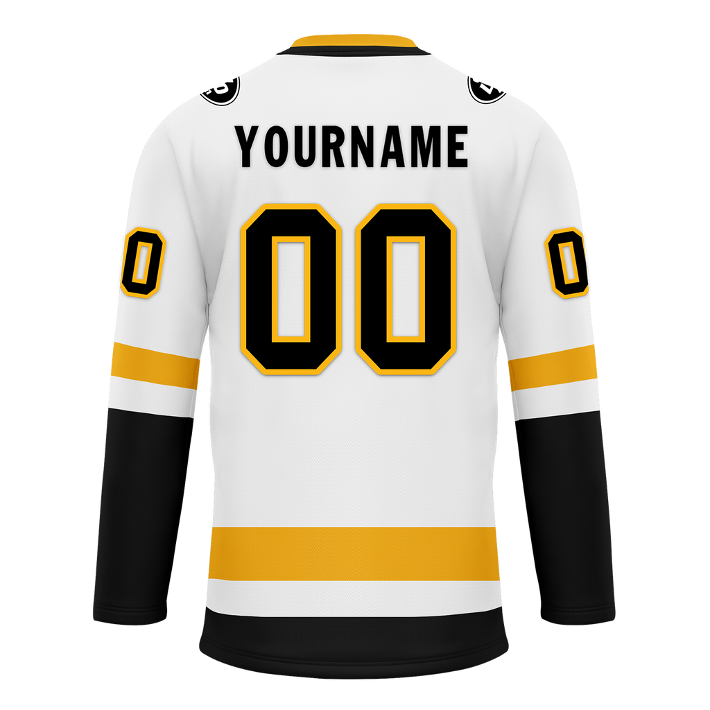 Custom White Black Personalized Hockey Jersey HCKJ01-D0a70a0