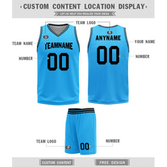 Custom Light Blue Black Los Angeles City Edition Personalized Reversible Basketball Set Sports Basketball Jersey BBJ01R-D0610-13