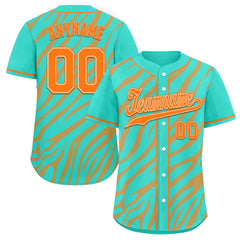 Custom Turquoise Orange Zebra Pattern Personalized Authentic Baseball Jersey BSBJ01-D020201-12