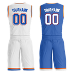 Custom White Blue Classic Style Reversible Basketball Uniform Personalized Ordinary BBJR-D017039