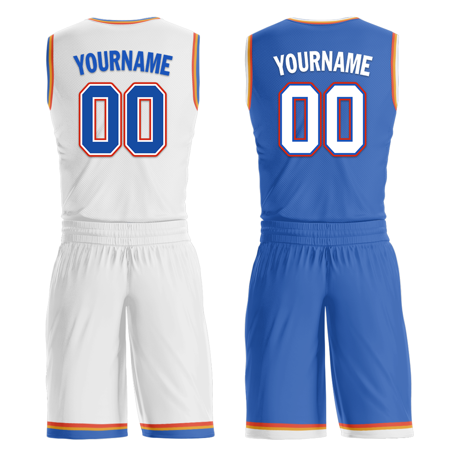Custom White Blue Classic Style Reversible Basketball Uniform Personalized Ordinary BBJR-D017039