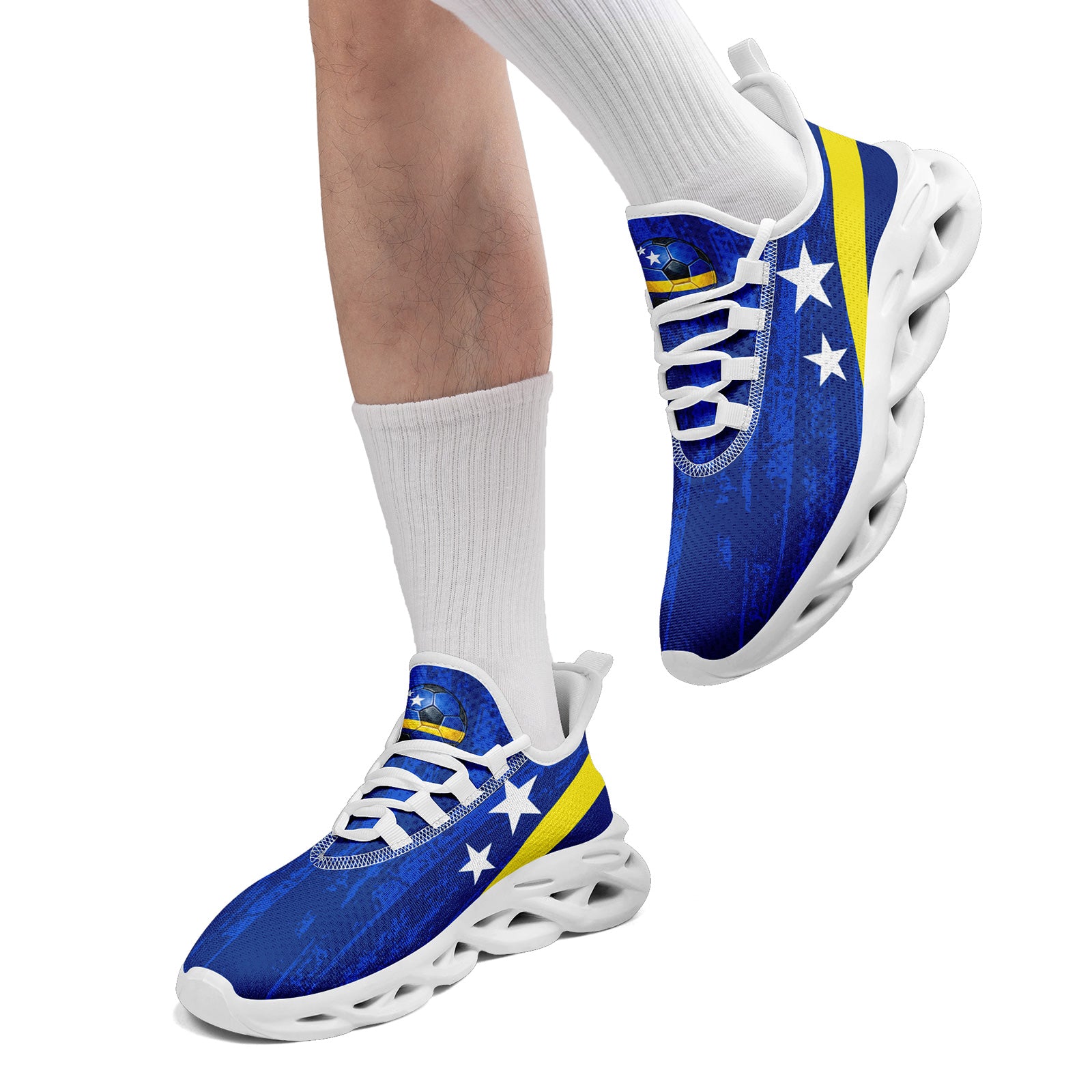 Custom Curaçao 2026 World Cup Sneakers DIY Country Flag Running Shoes Lightweight Sport Shoes Gift for Football Fans Personalized Team Name and Logo FN003-F009074-2