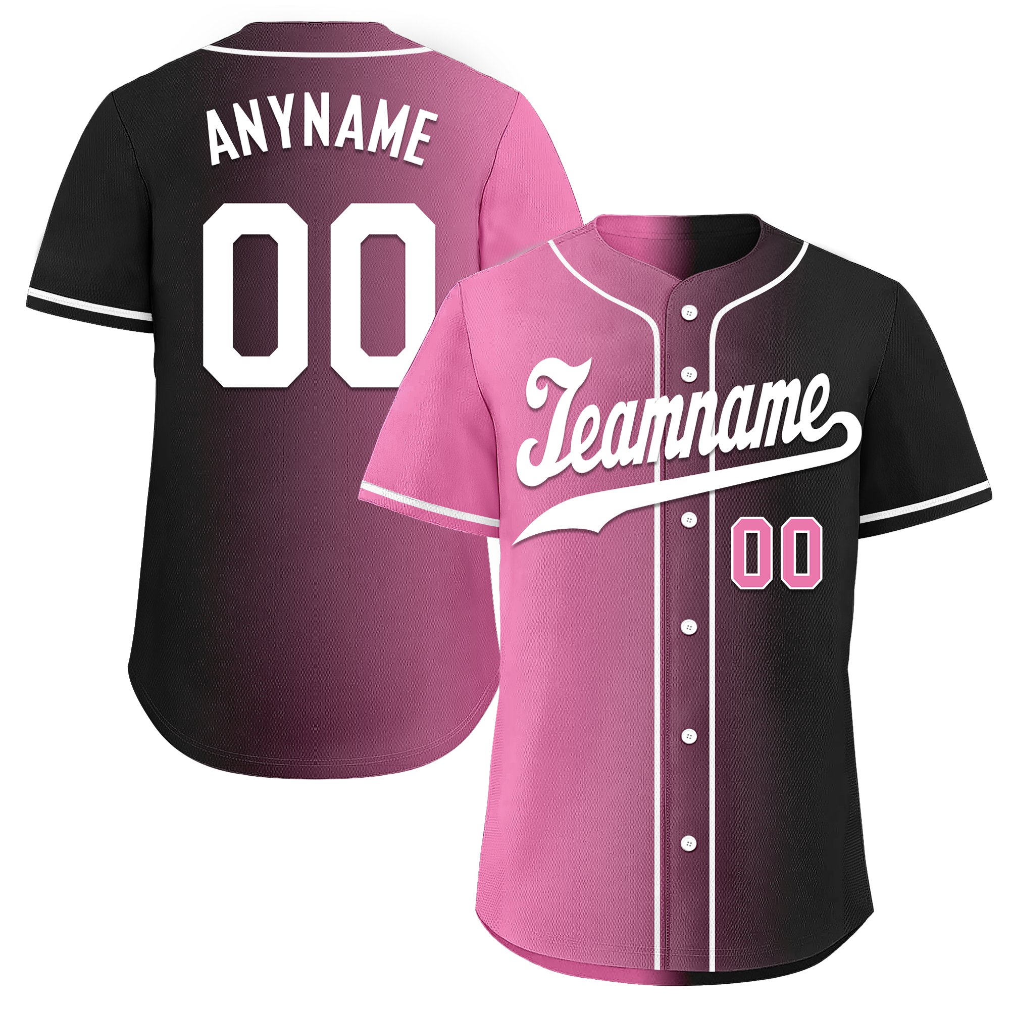 Custom Pink Black Gradient Fashion Personalized Authentic Baseball Jersey BSBJ01-D0a7099