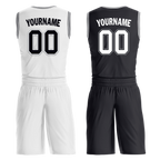 Custom White Black Classic Style Reversible Basketball Uniform Personalized COOLMAX BBJR-D017051