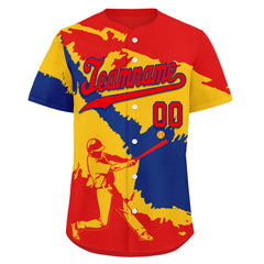 Custom Red Yellow Blue Colombian Flag Personalized Authentic Baseball Jersey BSBJ01-E06022-11