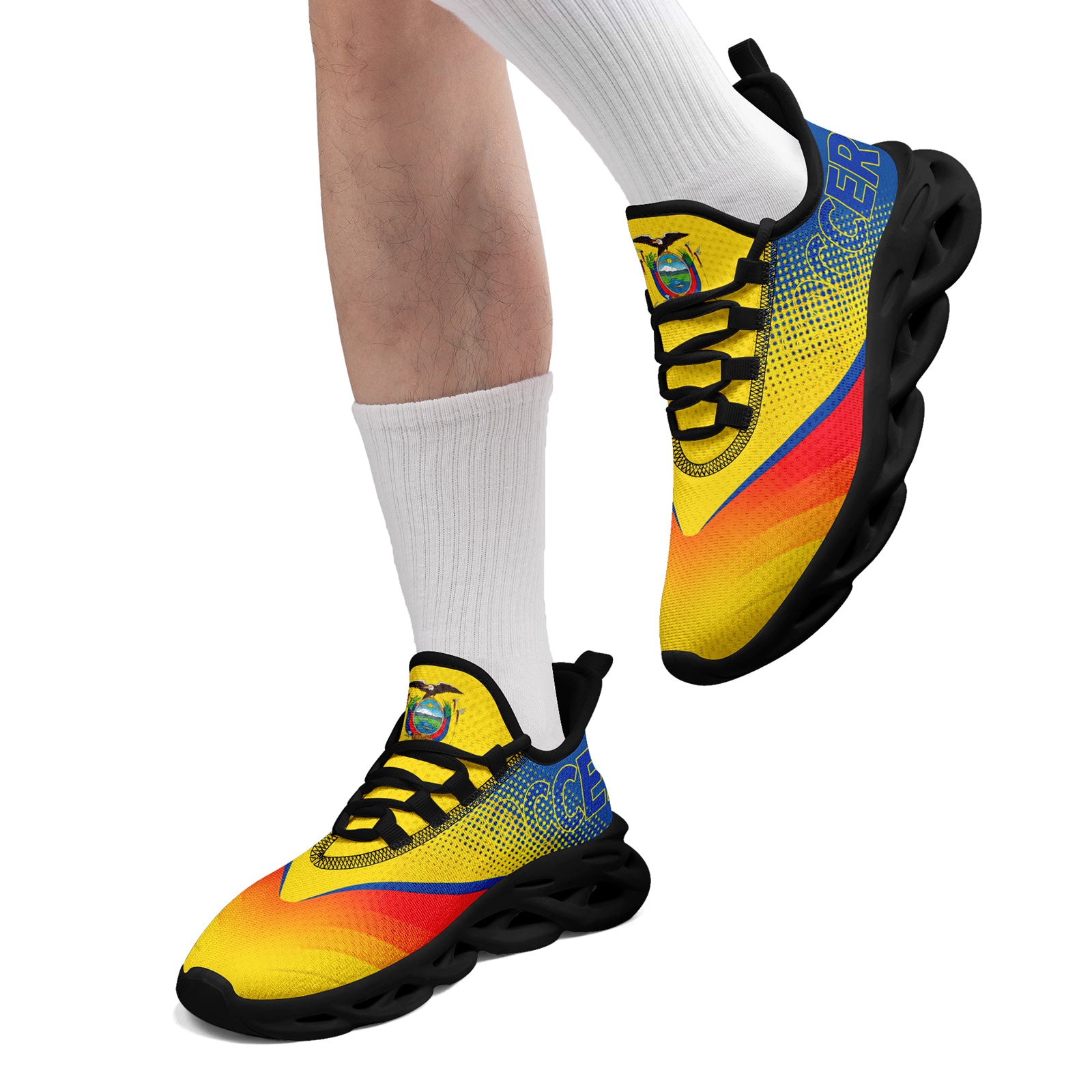Custom Ecuador 2026 World Cup Sneakers DIY Country Flag Running Shoes Lightweight Sport Shoes Gift for Football Fans Personalized Team Name and Logo FN003-F009077-3