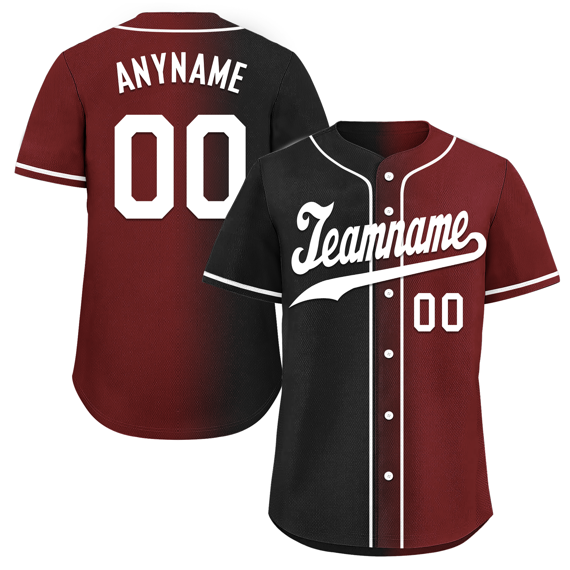 Custom Black Red Gradient Fashion Personalized Authentic Baseball Jersey BSBJ01-D0a7aae