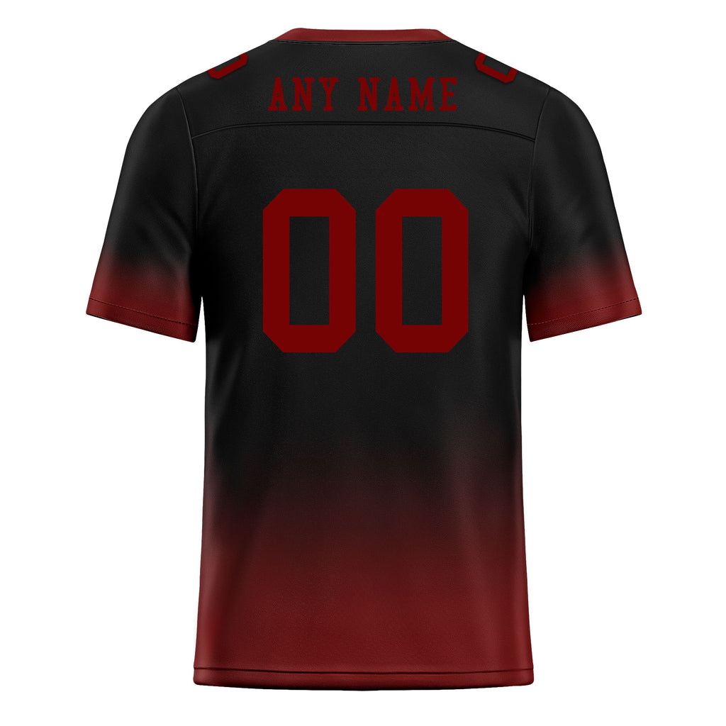 Custom Black Red Fade Fashion Personalized Authentic Football Jersey FBJ02-D06082