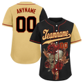 Custom Black Yellow Skull Fashion Personalized Authentic Baseball Jersey BSBJ01-D017142