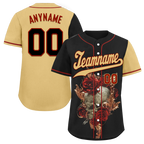 Custom Black Yellow Skull Fashion Personalized Authentic Baseball Jersey BSBJ01-D017142
