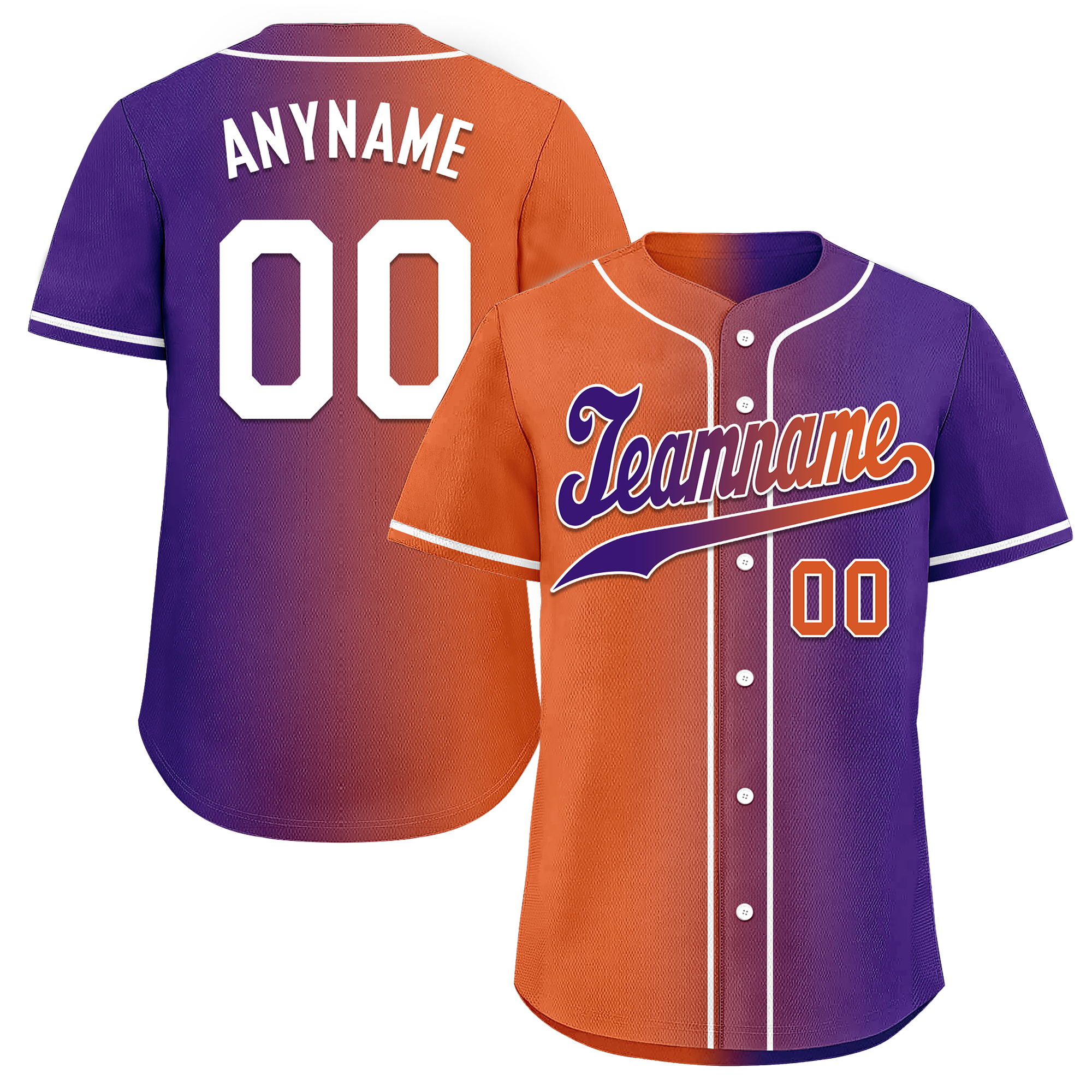 Custom Orange Purple Gradient Fashion Personalized Authentic Baseball Jersey BSBJ01-D0a7a08