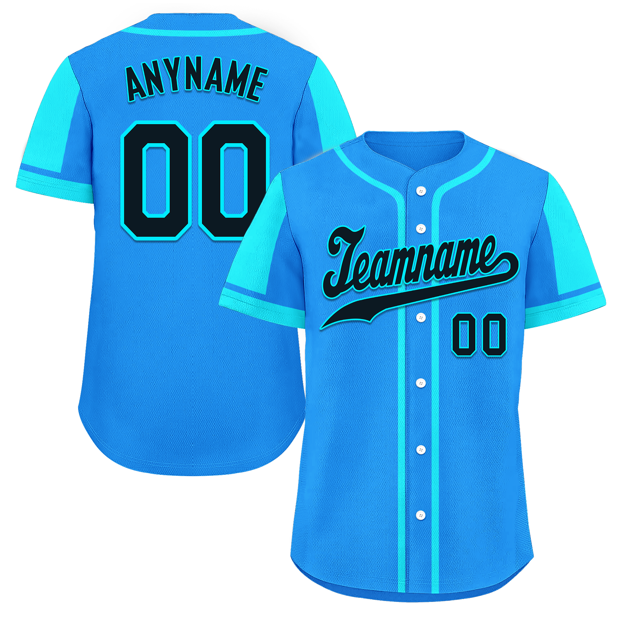 Custom Blue Cyan Raglan Sleeves Personalized Authentic Baseball Jersey BSBJ01-D017199