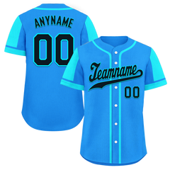 Custom Blue Cyan Raglan Sleeves Personalized Authentic Baseball Jersey BSBJ01-D017199