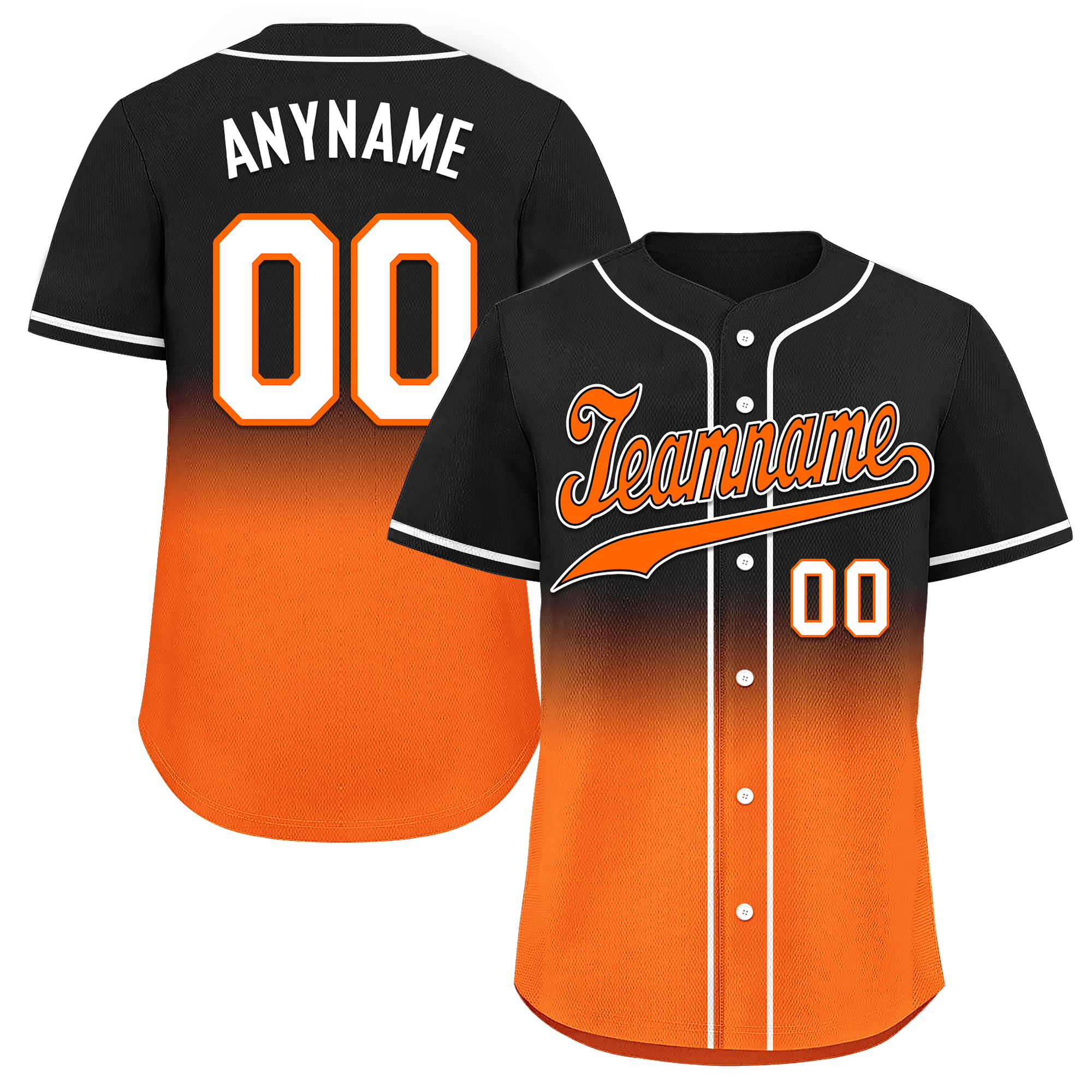 Custom Black Orange Fade Fashion Personalized Authentic Baseball Jersey BSBJ01-D0a70ce