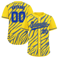 Custom Yellow Blue Zebra Pattern Personalized Authentic Baseball Jersey BSBJ01-D020201-15