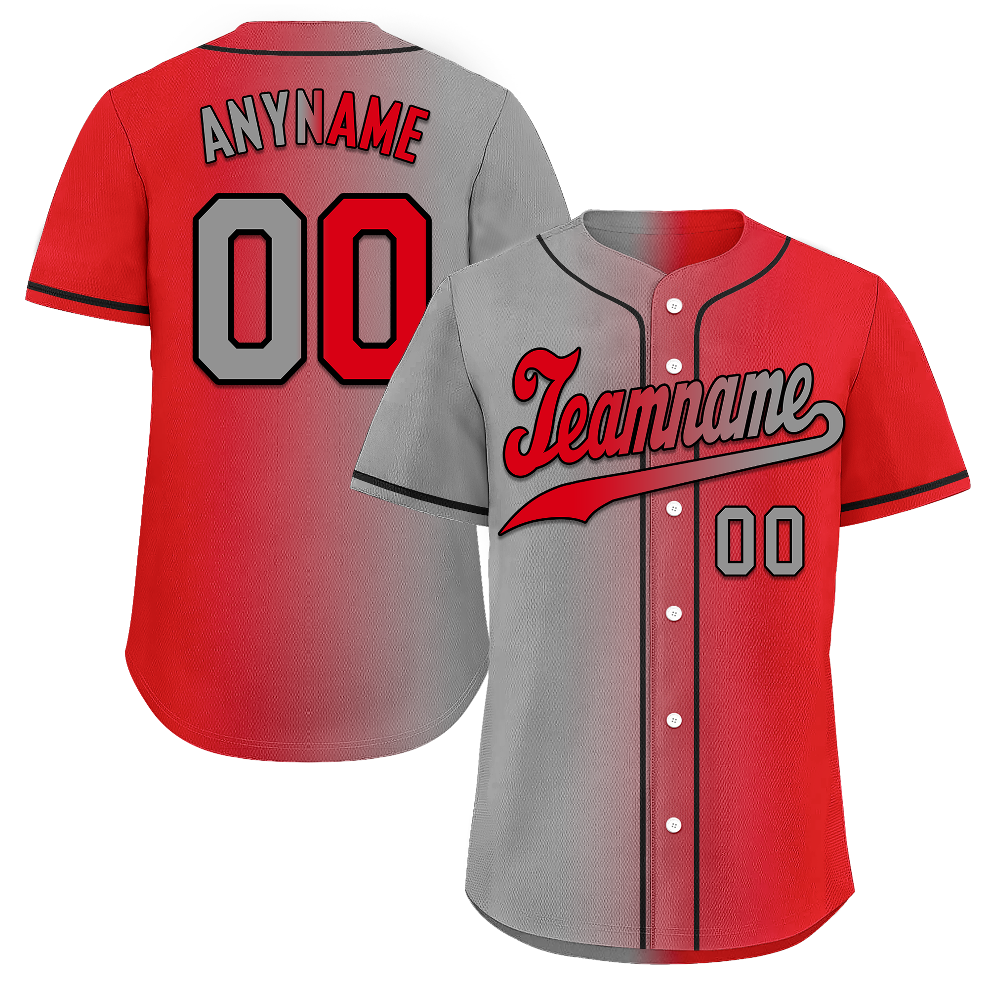 Custom Grey Red Gradient Fashion Personalized Authentic Baseball Jersey BSBJ01-D0a7aad