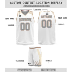 Custom White Gold Copper Chicago City Edition Personalized Reversible Basketball Set Sports Basketball Jersey BBJ01R-D0610-5