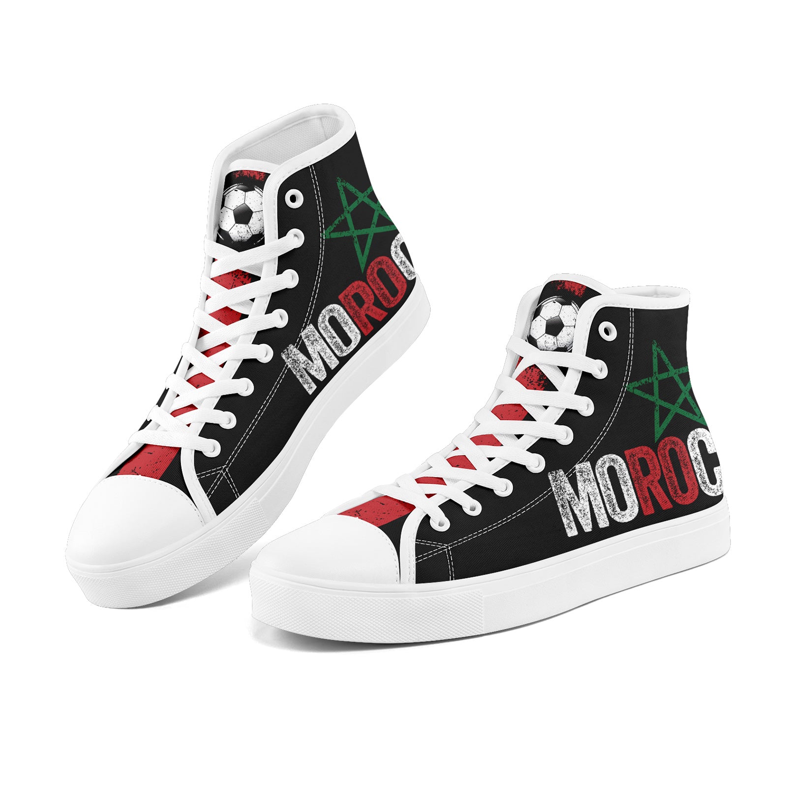 Custom Morocco 2026 World Cup Sneakers DIY Country Flag Running Shoes Lightweight Sport Shoes Gift for Football Fans Personalized Team Name and Logo FN024-F009090-1