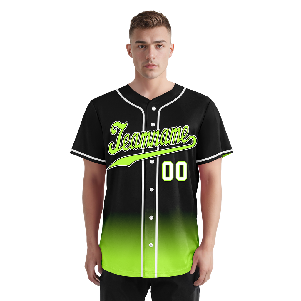 Custom Black Green Fade Fashion Personalized Authentic Baseball Jersey BSBJ01-D0a70e7