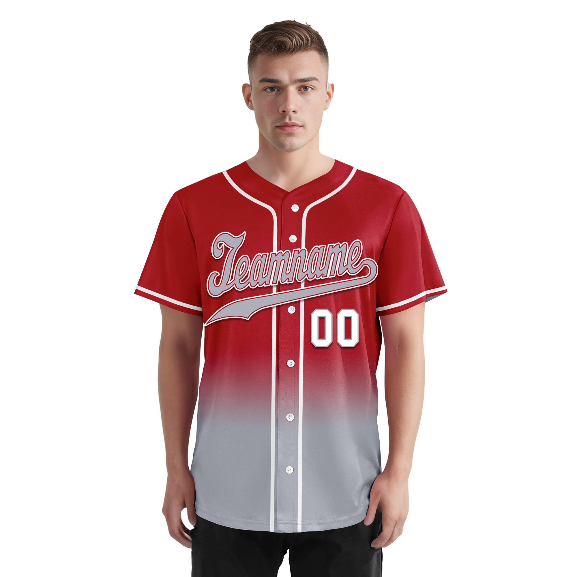 Custom Red Grey Fade Fashion Personalized Authentic Baseball Jersey BSBJ01-D0a70bb