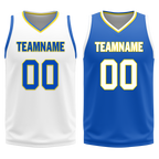 Custom White Blue Classic Style Reversible Basketball Uniform Personalized Ordinary BBJR-D017004