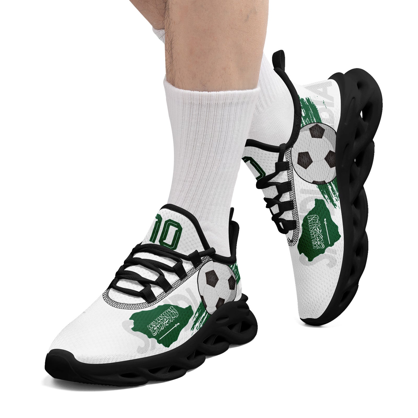Custom Saudi Arabia 2026 World Cup Sneakers DIY Country Flag Running Shoes Lightweight Sport Shoes Gift for Football Fans Personalized Team Name and Logo FN003-F009078-5