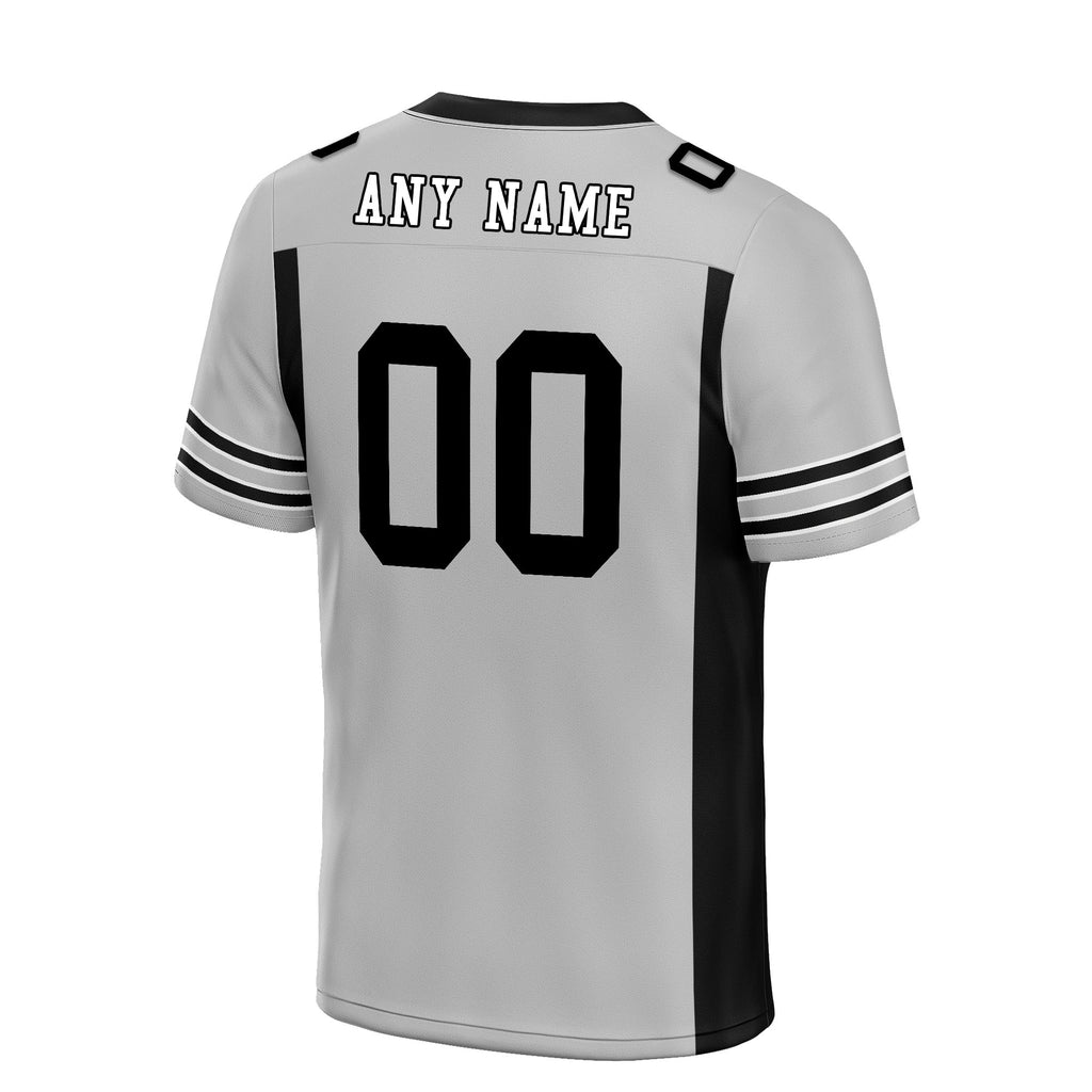 Custom Gray Black Striped Sleeves Personalized Authentic Football Jersey FBJ02-D06055