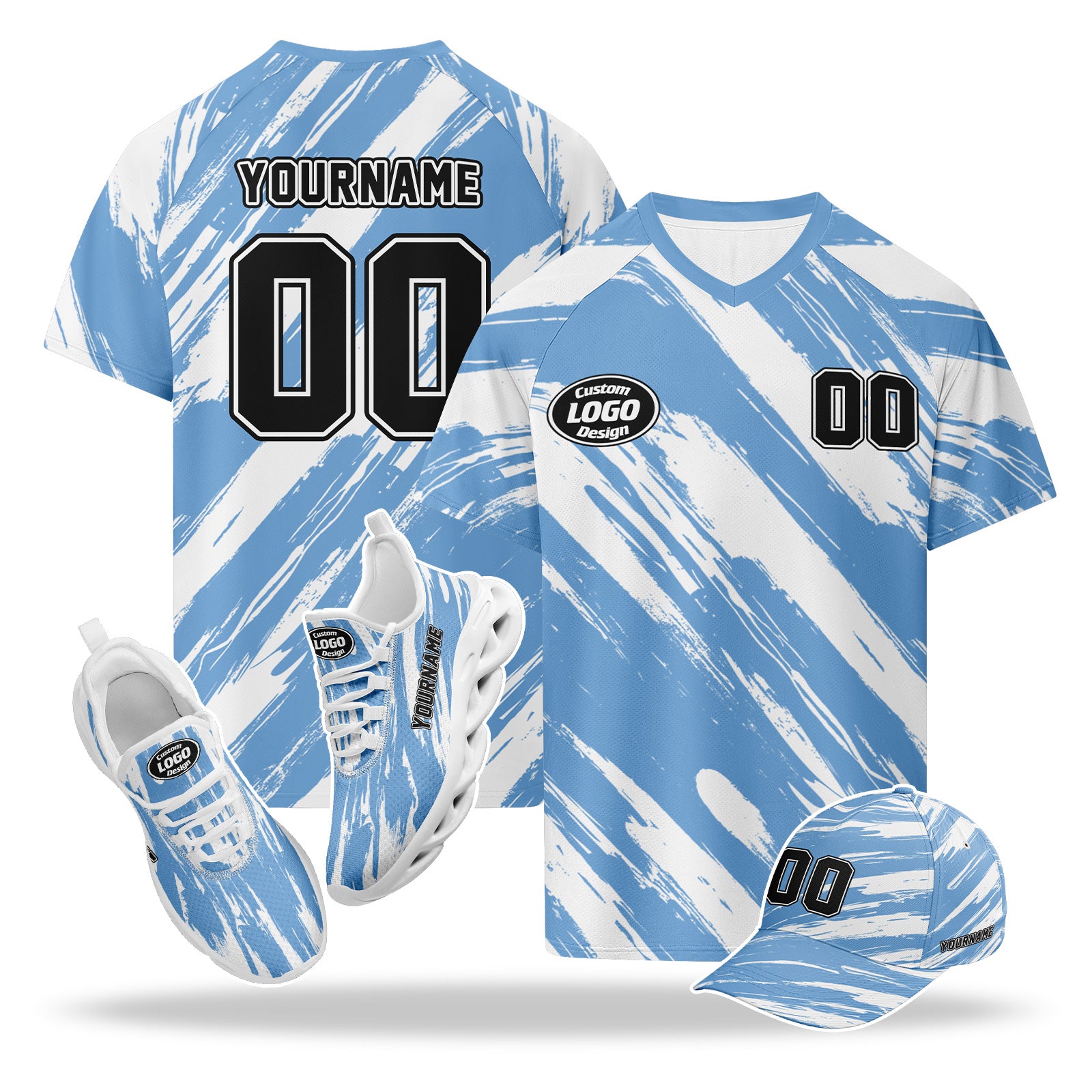 Custom 2026 World Cup Argentina High Quality Soccer Stadium Version Jersey Sneakers Sports Shoes and Hat Combo Offer Personalized Team Name and Logo ZH-F027090-3