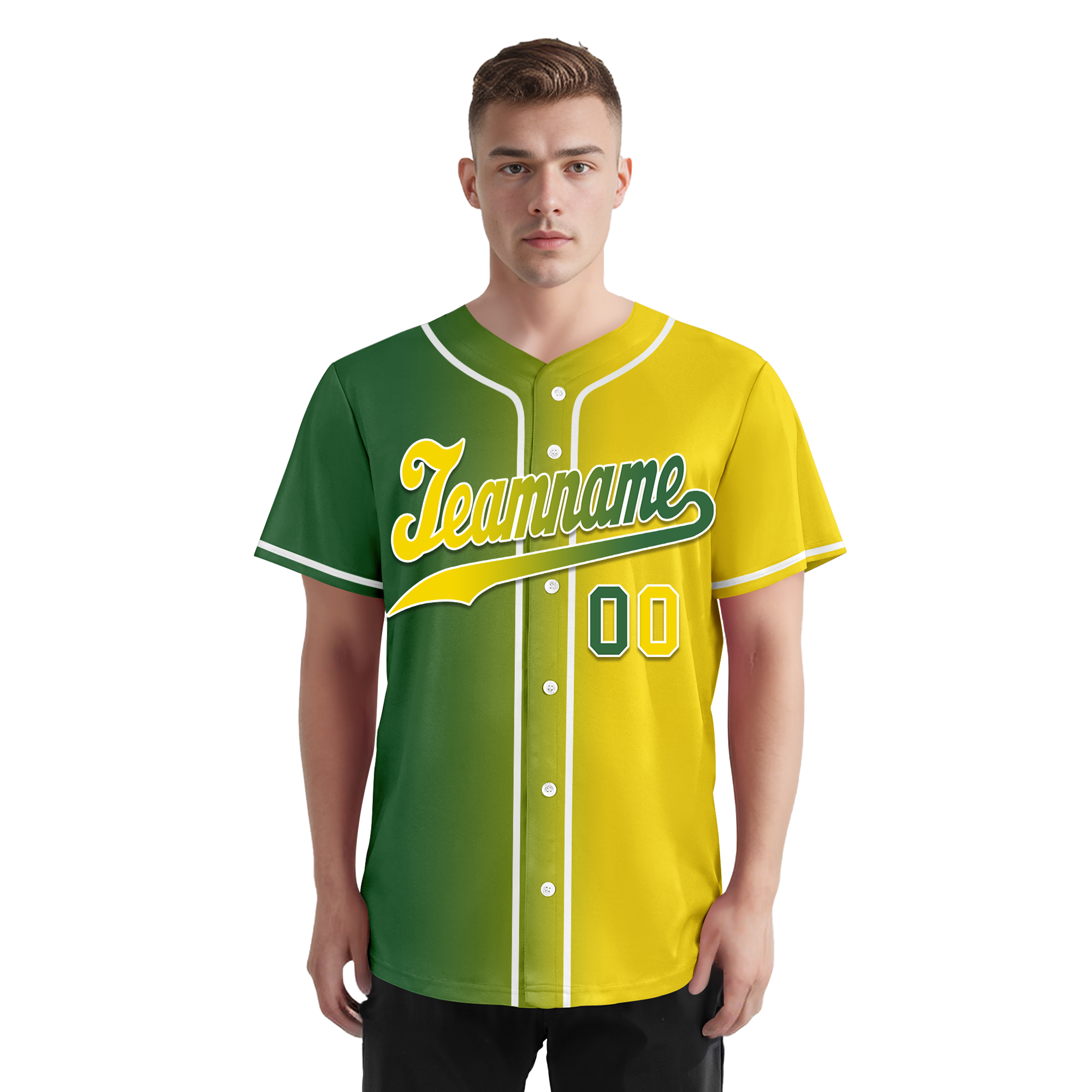 Custom Green Yellow Gradient Fashion Personalized Authentic Baseball Jersey BSBJ01-D0a707d