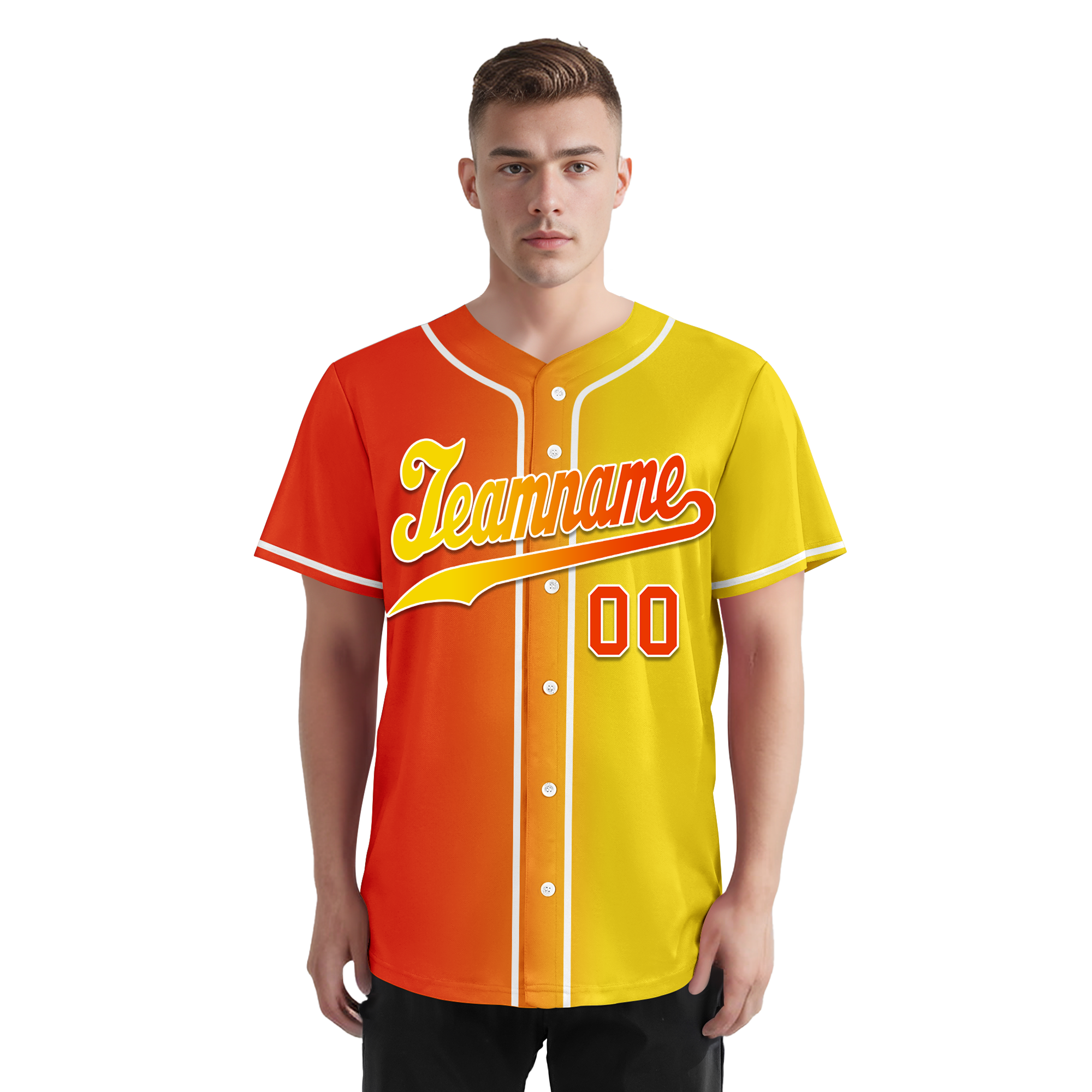Custom Orange Yellow Gradient Fashion Personalized Authentic Baseball Jersey BSBJ01-D0a707e