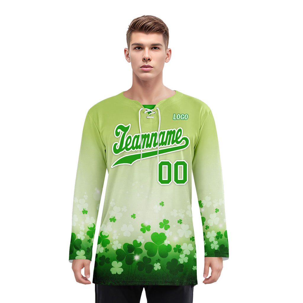 Custom Four-leaf clover Personalized Hockey Jersey HCKJ01-E0615-5