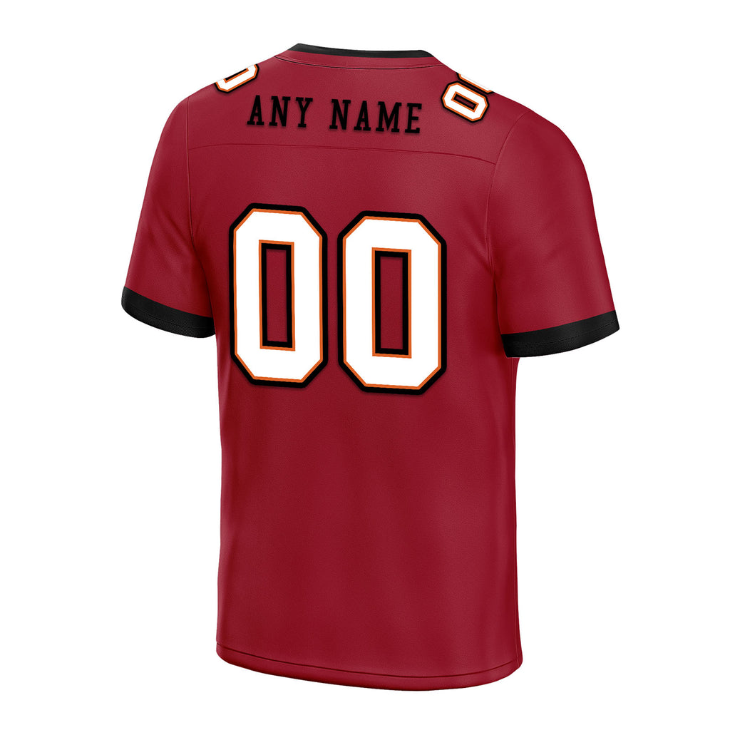 Custom Red Black White Tampa Bay Personalized Authentic Football Jersey FBJ02-E0601-8