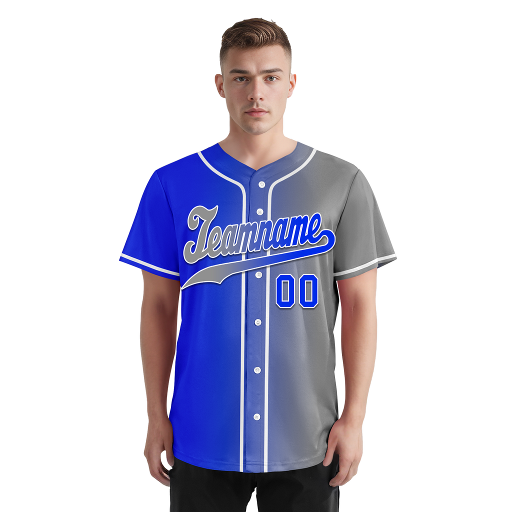 Custom Blue Grey Gradient Fashion Personalized Authentic Baseball Jersey BSBJ01-D0a709a