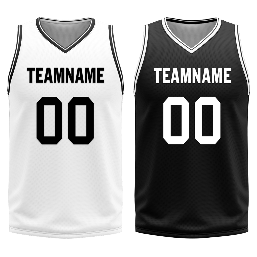 Custom White Black Classic Style Reversible Basketball Uniform Personalized Ordinary BBJR-D017008