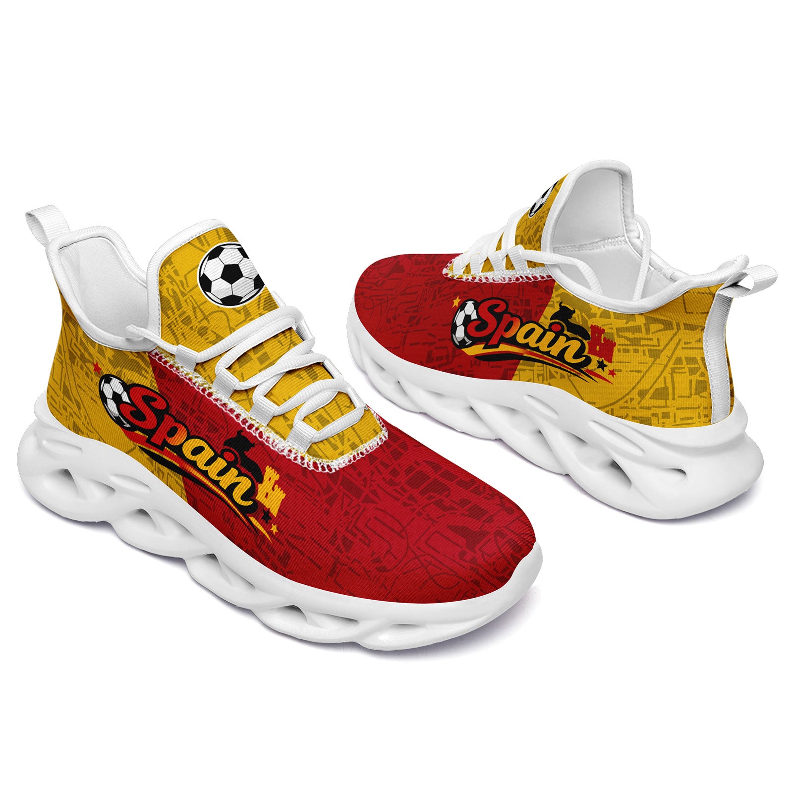 Custom 2026 World Cup Spain Sneakers DIY Country Flag Running Shoes Lightweight Sport Shoes Gift for Football Fans Personalized Team Name and Logo FN003-F027068-2