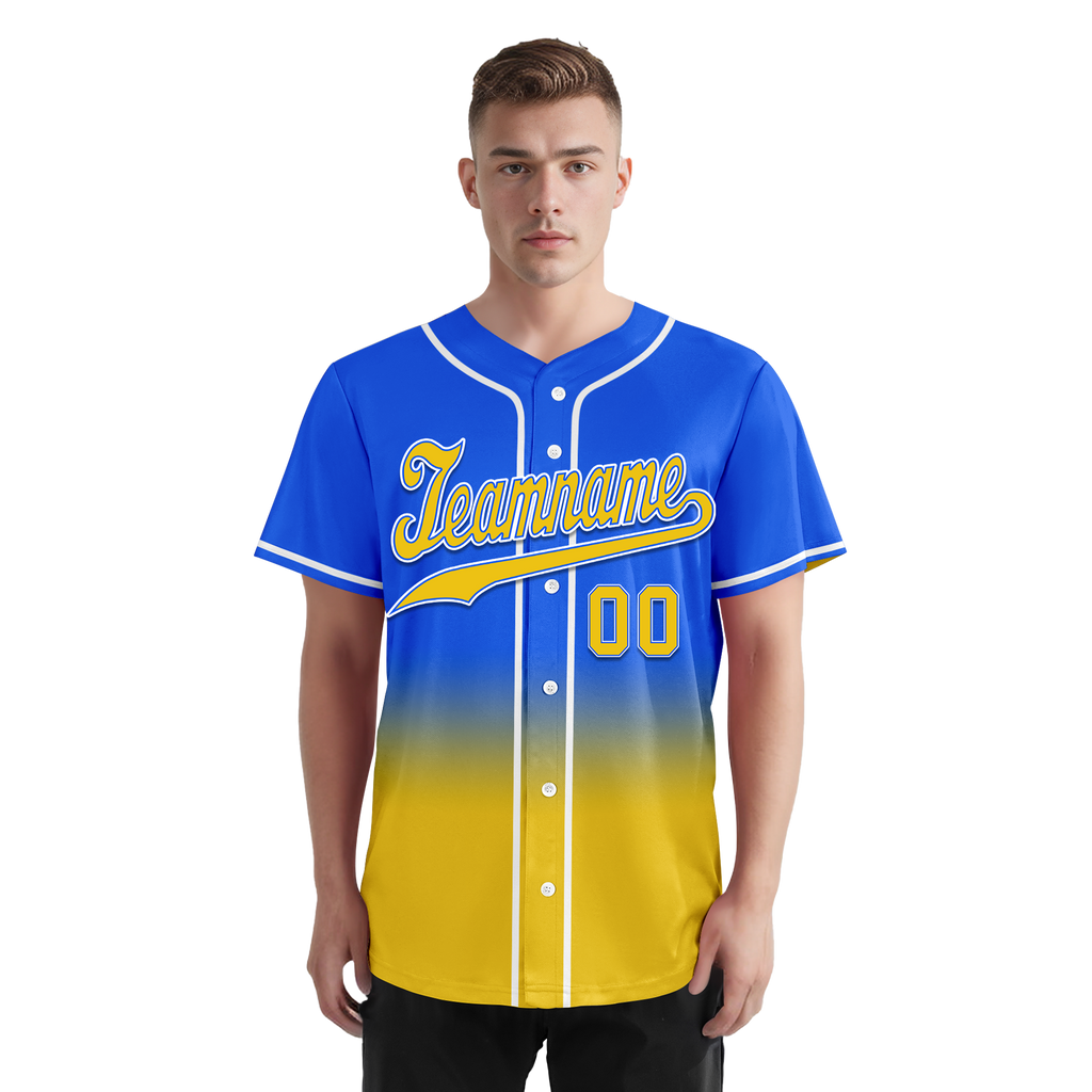 Custom Blue Yellow Fade Fashion Personalized Authentic Baseball Jersey BSBJ01-D0a70c0