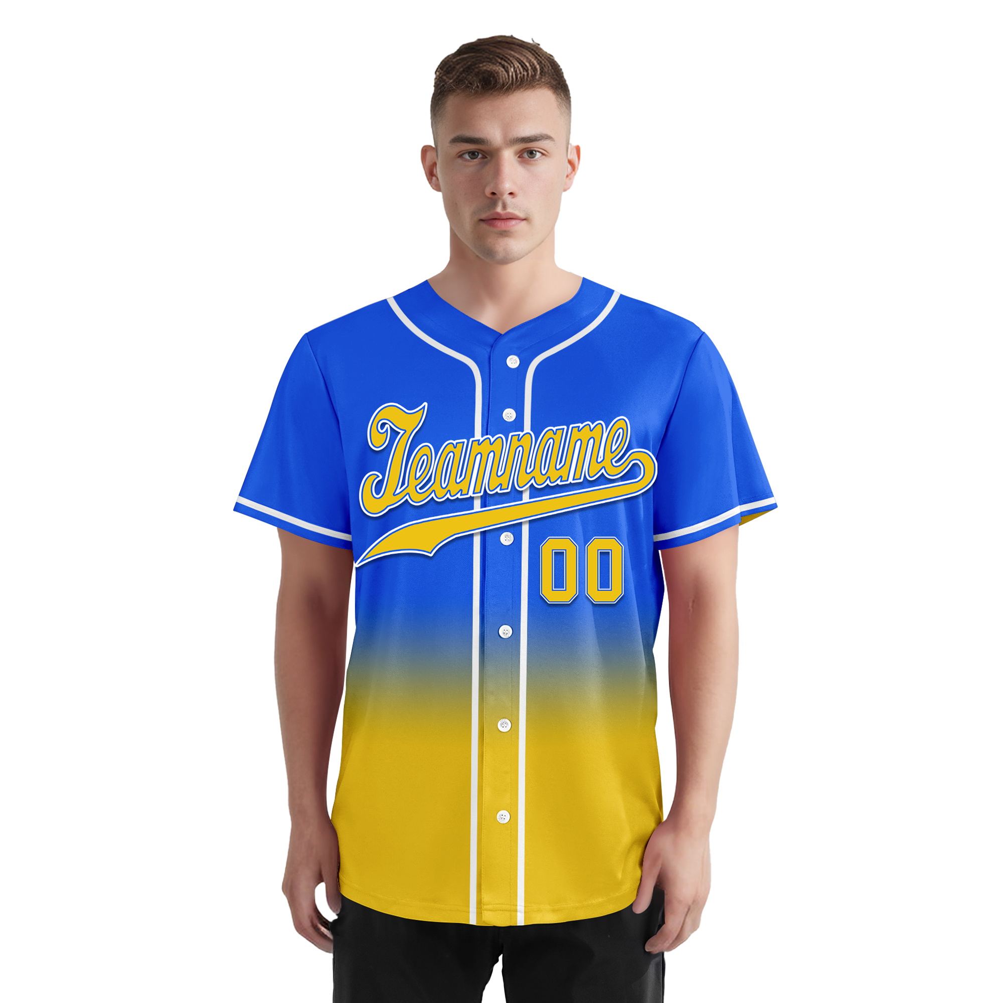 Custom Blue Yellow Fade Fashion Personalized Authentic Baseball Jersey BSBJ01-D0a70c0