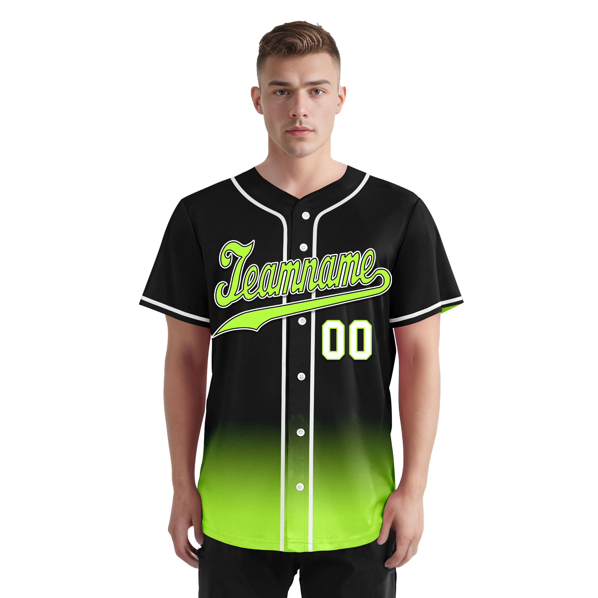 Custom Black Green Fade Fashion Personalized Authentic Baseball Jersey BSBJ01-D0a70e7