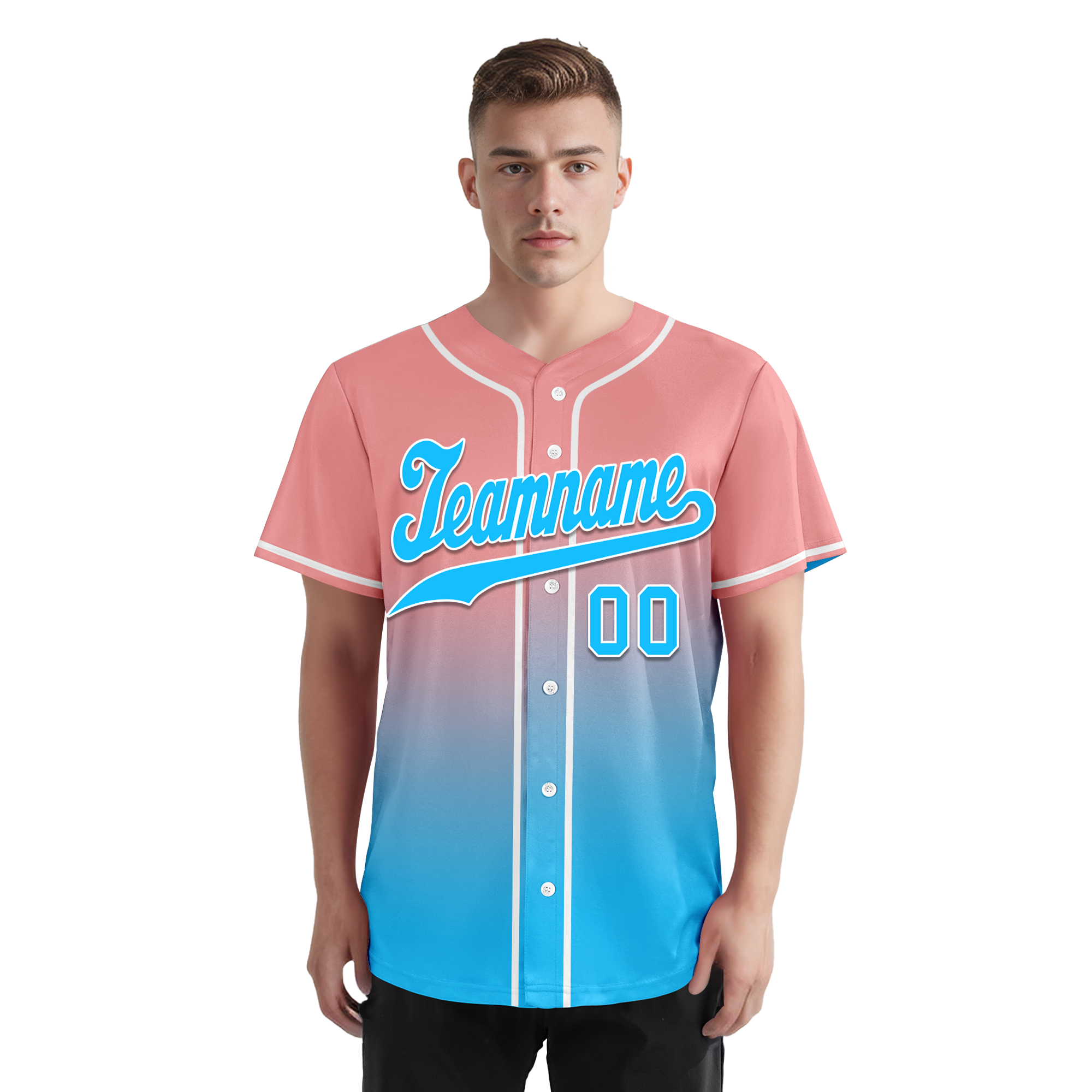 Custom Pink Blue Fade Fashion Personalized Authentic Baseball Jersey BSBJ01-D0a70f8