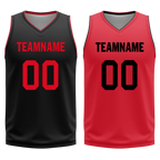 Custom Black Red Classic Style Reversible Basketball Uniform Personalized COOLMAX BBJR-D017018