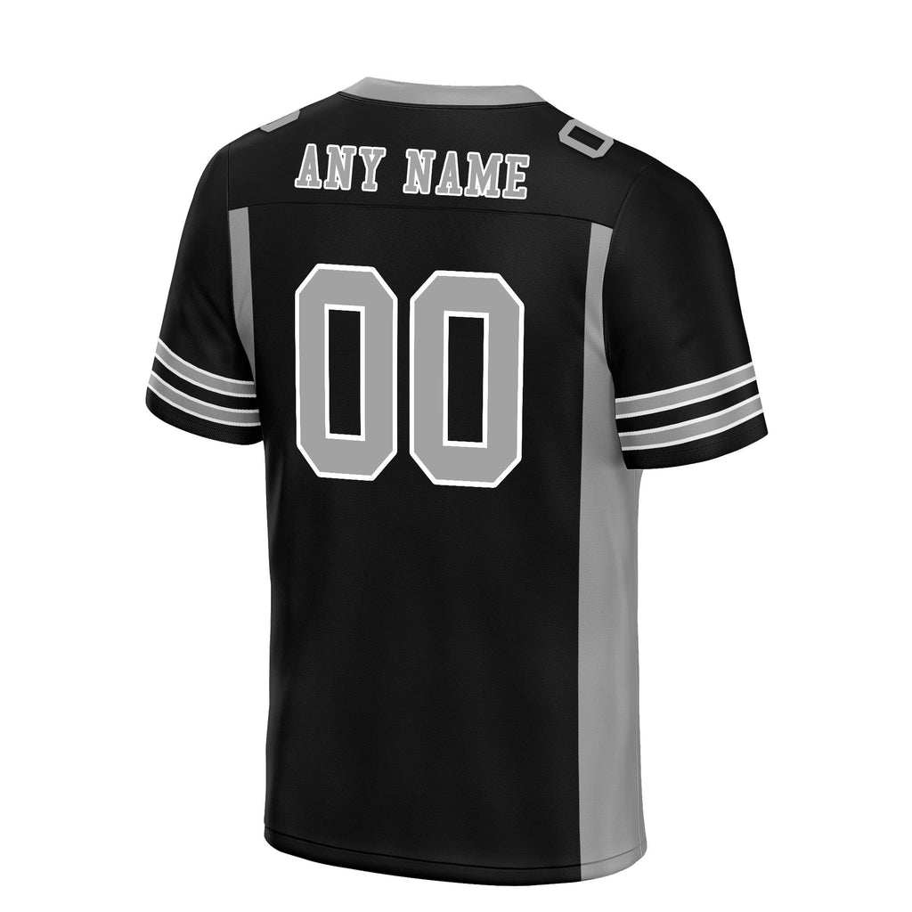 Custom Black Gray Striped Sleeves Personalized Authentic Football Jersey FBJ02-D06076