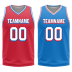 Custom Red Blue Classic Style Reversible Basketball Uniform Personalized COOLMAX BBJR-D017022