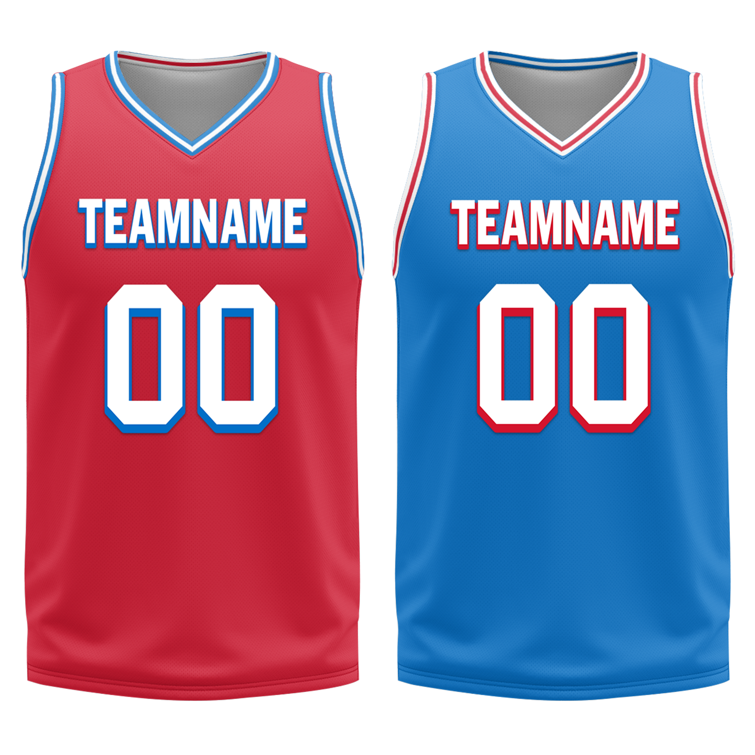 Custom Red Blue Classic Style Reversible Basketball Uniform Personalized COOLMAX BBJR-D017022