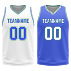 Custom White Blue Classic Style Reversible Basketball Uniform Personalized Ordinary BBJR-D017045